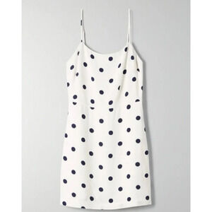 Aritzia  Wilfred Isabelle Polka Dot Mini Dress White Navy Blue Size 8